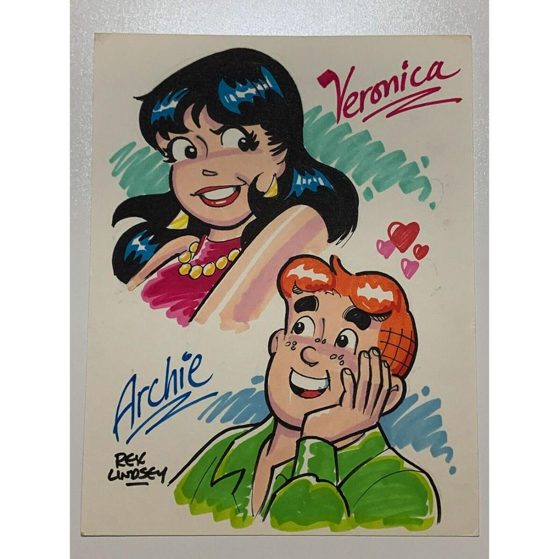 Rex Lindsey Archie Veronica Signed Original Art Sketch (PSA COA): Rex Lindsey Archie Veronica Signed Original Art Sketch (PSA COA)