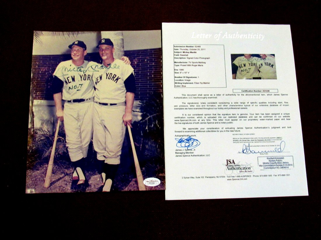 MICKEY MANTLE ROGER MARIS 1961 M&M BOYS YANKEES HOF SIGNED AUTO (JSA LOA): MICKEY MANTLE ROGER MARIS 1961 M&M BOYS YANKEES HOF SIGNED AUTO (JSA LOA)