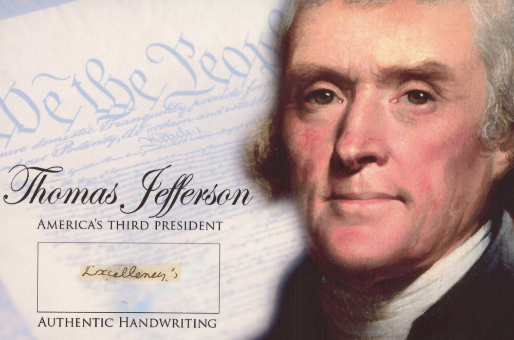 Thomas Jefferson Authentic Hand-Written Word Cut in Acrylic Display Case (JSA LOA) (1 of 2)