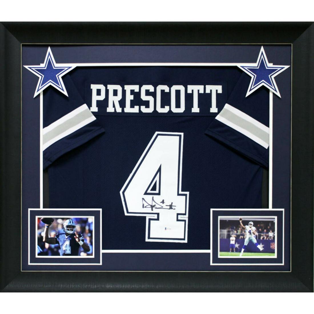 Dak Prescott Authentic Signed Navy Blue Pro Style Framed Jersey BAS Witnessed (1 of 1)