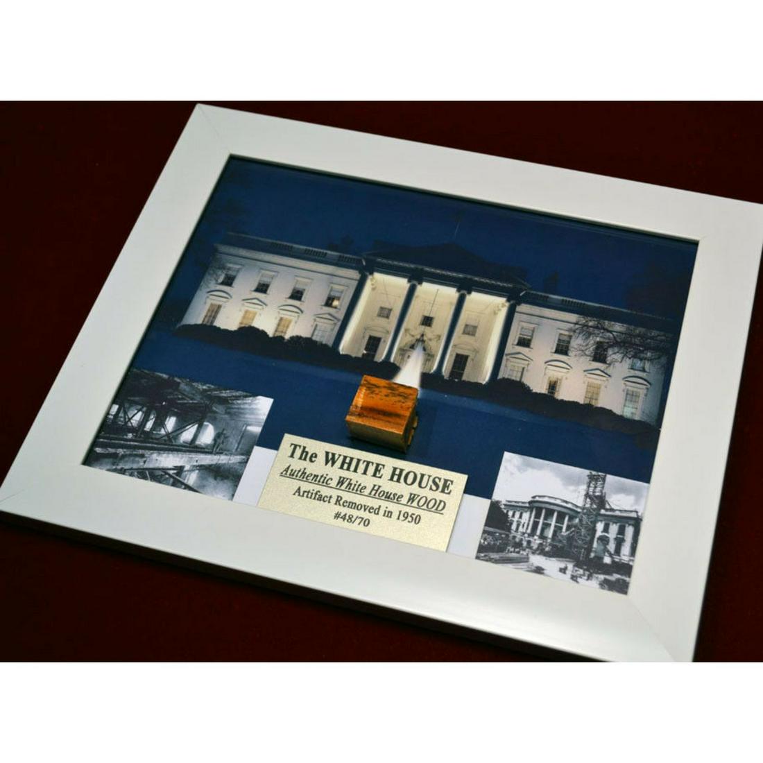 Original Piece of WHITE HOUSE 1950 Wood Artifact, FRAME, COA (1 of 2)