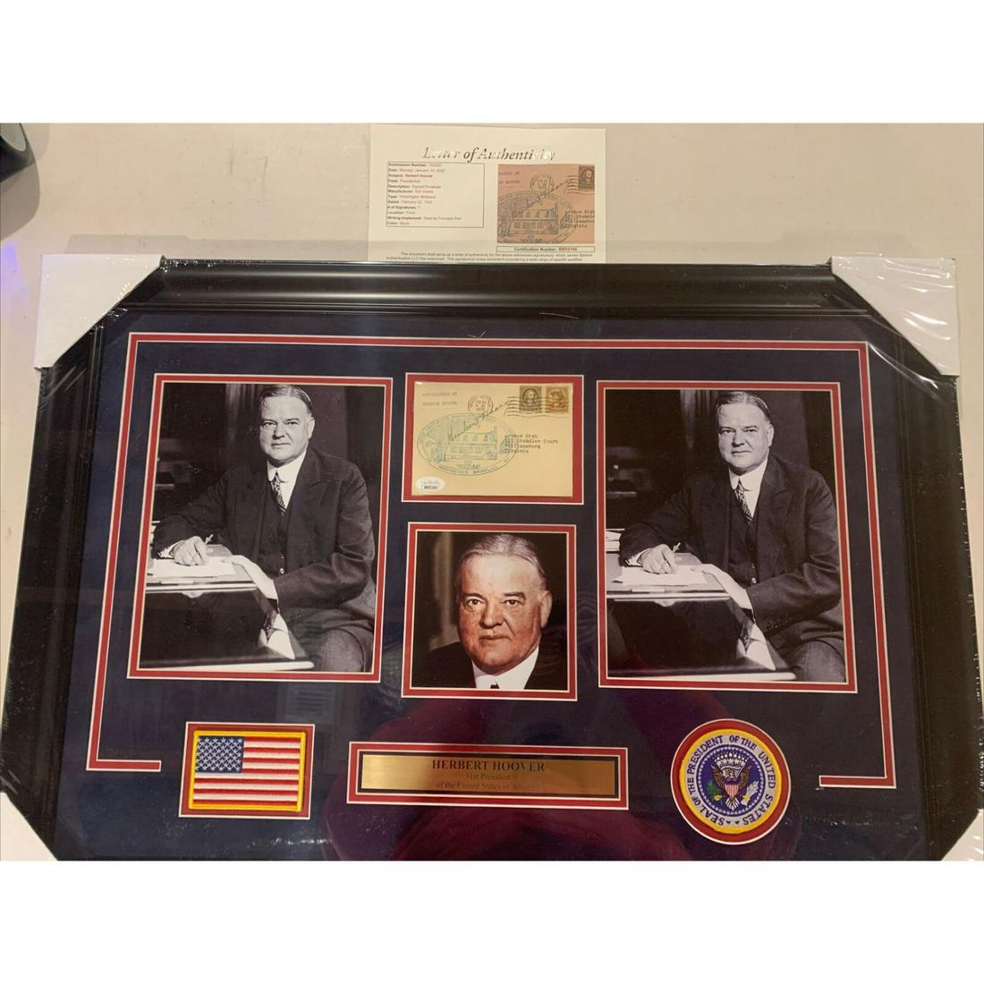 Herbert Hoover signed President cut auto photo collage framed JSA (1 of 2)