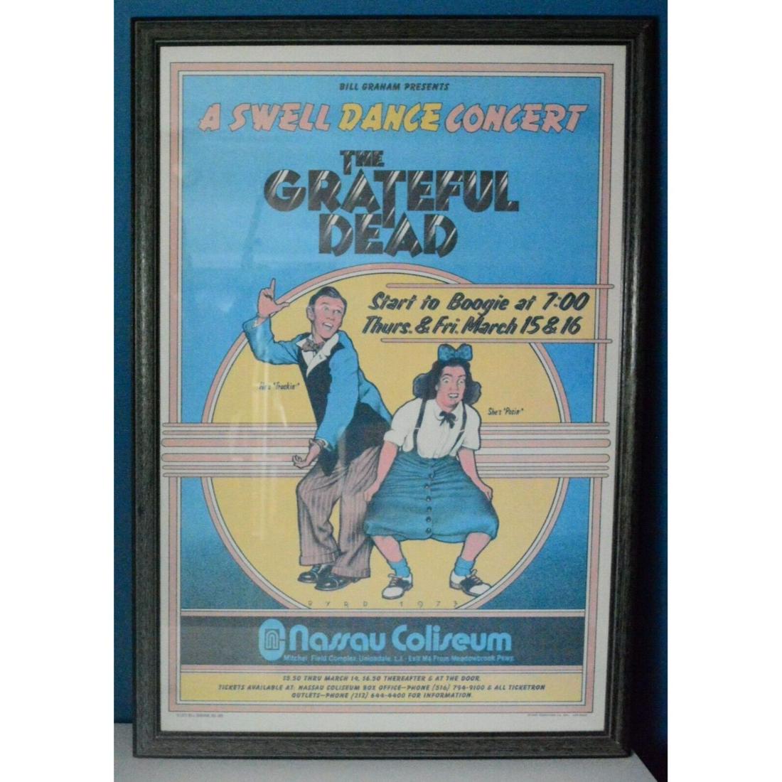 1973 GRATEFUL DEAD POSTER A SWELL DANCE CONCERT NASSAU COLIESUM (FRAMED) (1 of 3)