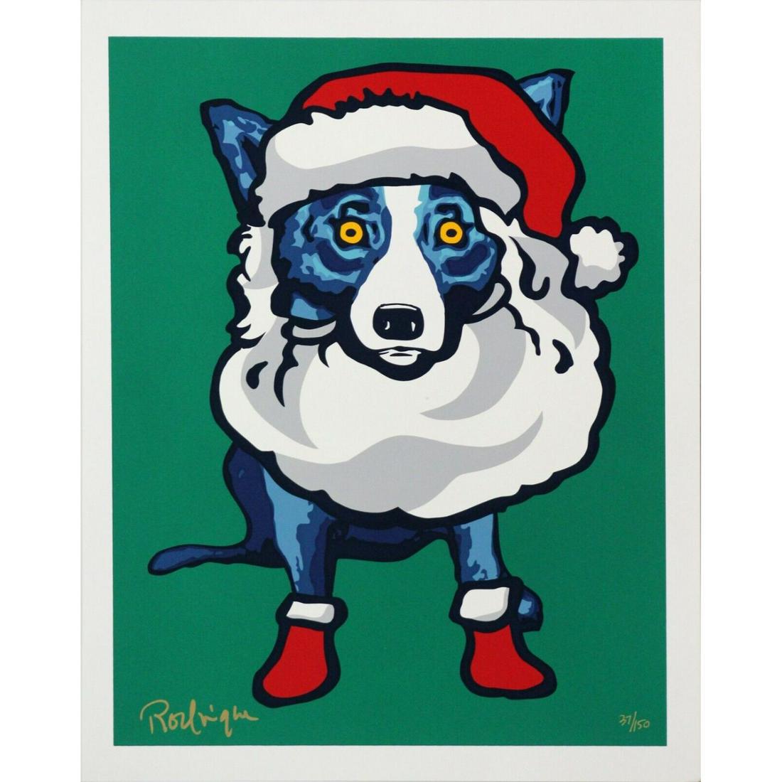 2000 George Rodrigue BLUE DOG "Ho Ho Ho" Signed and Numbered Silkscreen /150 (1 of 1)