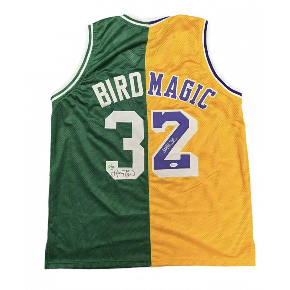 Larry Bird & Magic Johnson Signed Jersey (JSA & Bird) (1 of 1)