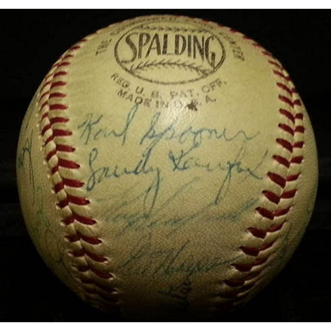 1957 Brooklyn Dodgers Team Signed NL Baseball 25 Auto KOUFAX Campanella (JSA LOA) (1 of 2)