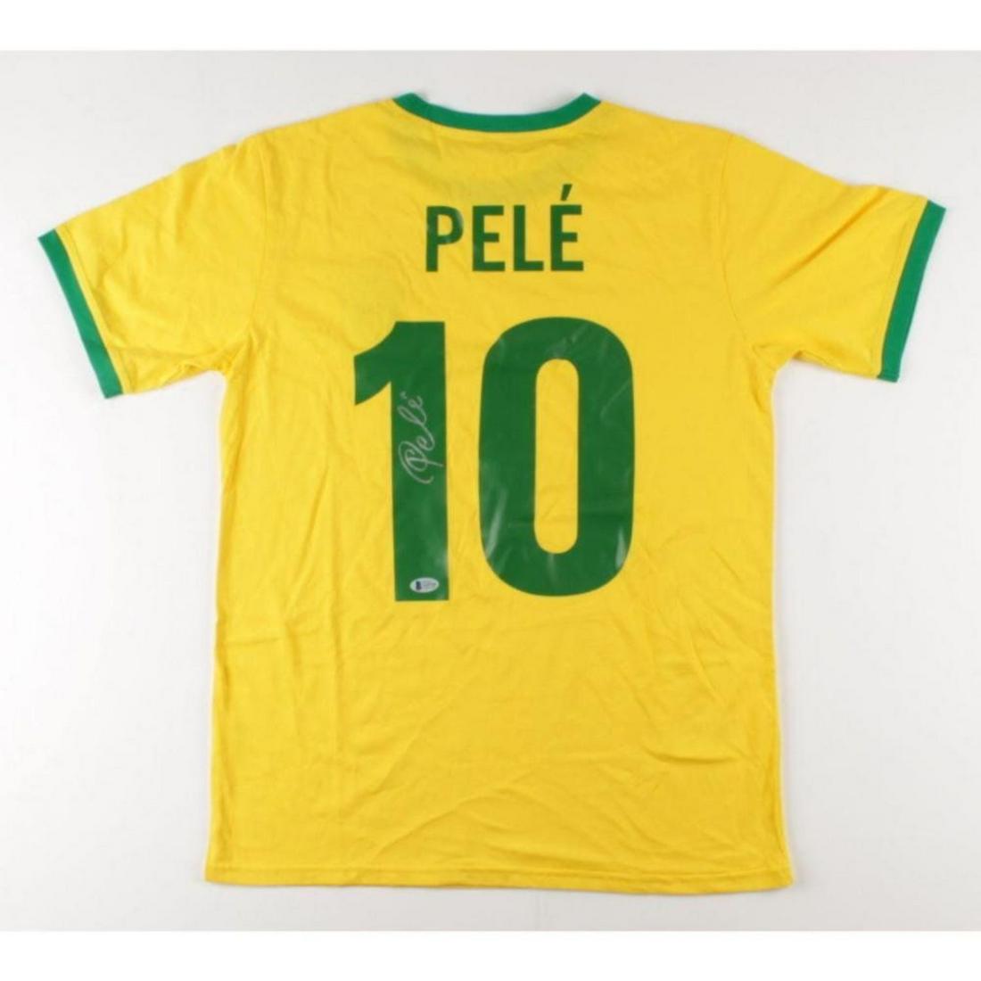 Pele hand signed Brazil jersy BAS COA: Pele hand signed Brazil jersy BAS COA
