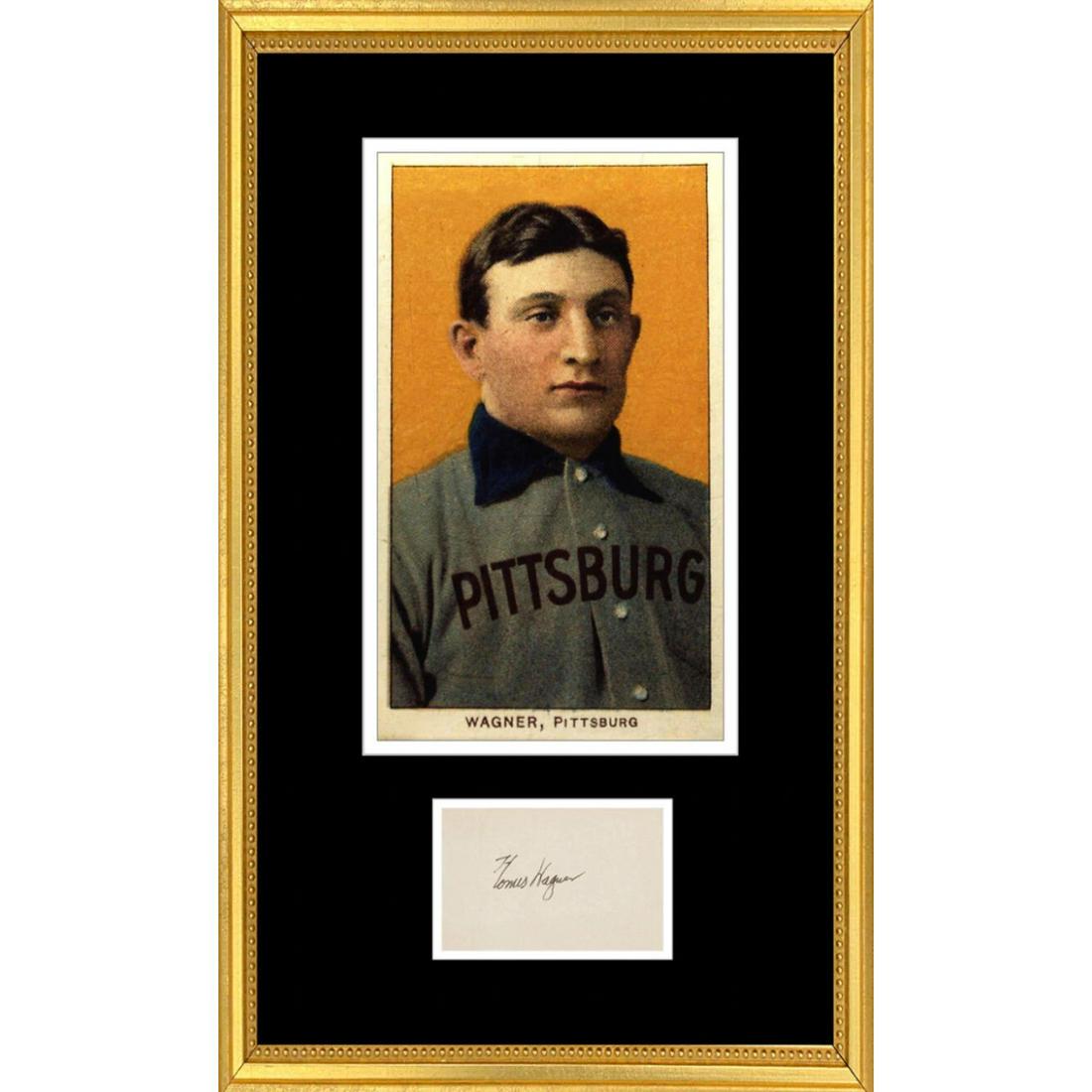 Gorgeous Honus Wagner Signed T206 Rookie Autograph Display (PSA LOA) (1 of 1)