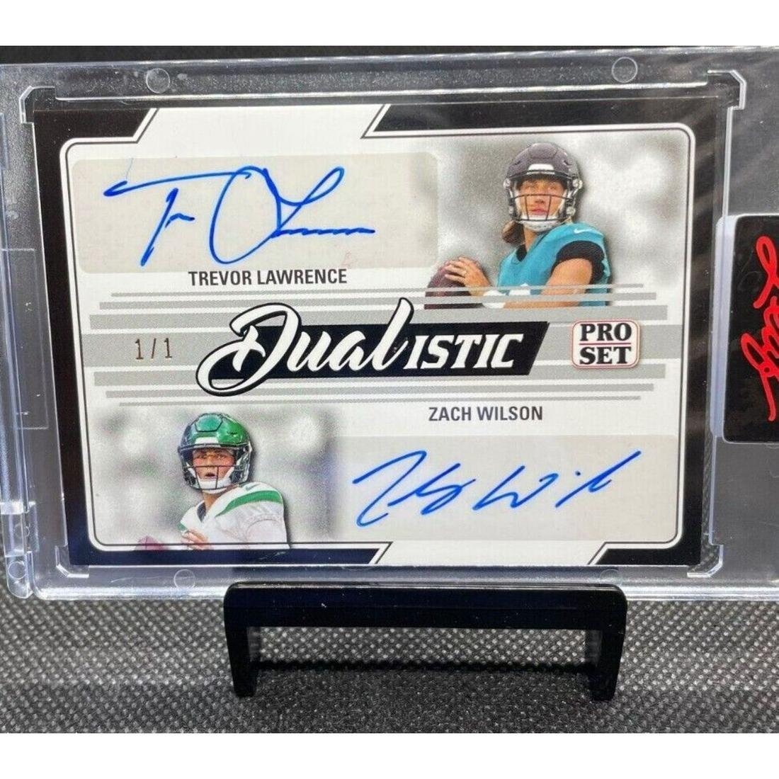 Trevor Lawrence Auto Zach Wilson Auto /1 2022 Leaf Pro Set Sports Black Parallel (1 of 2)