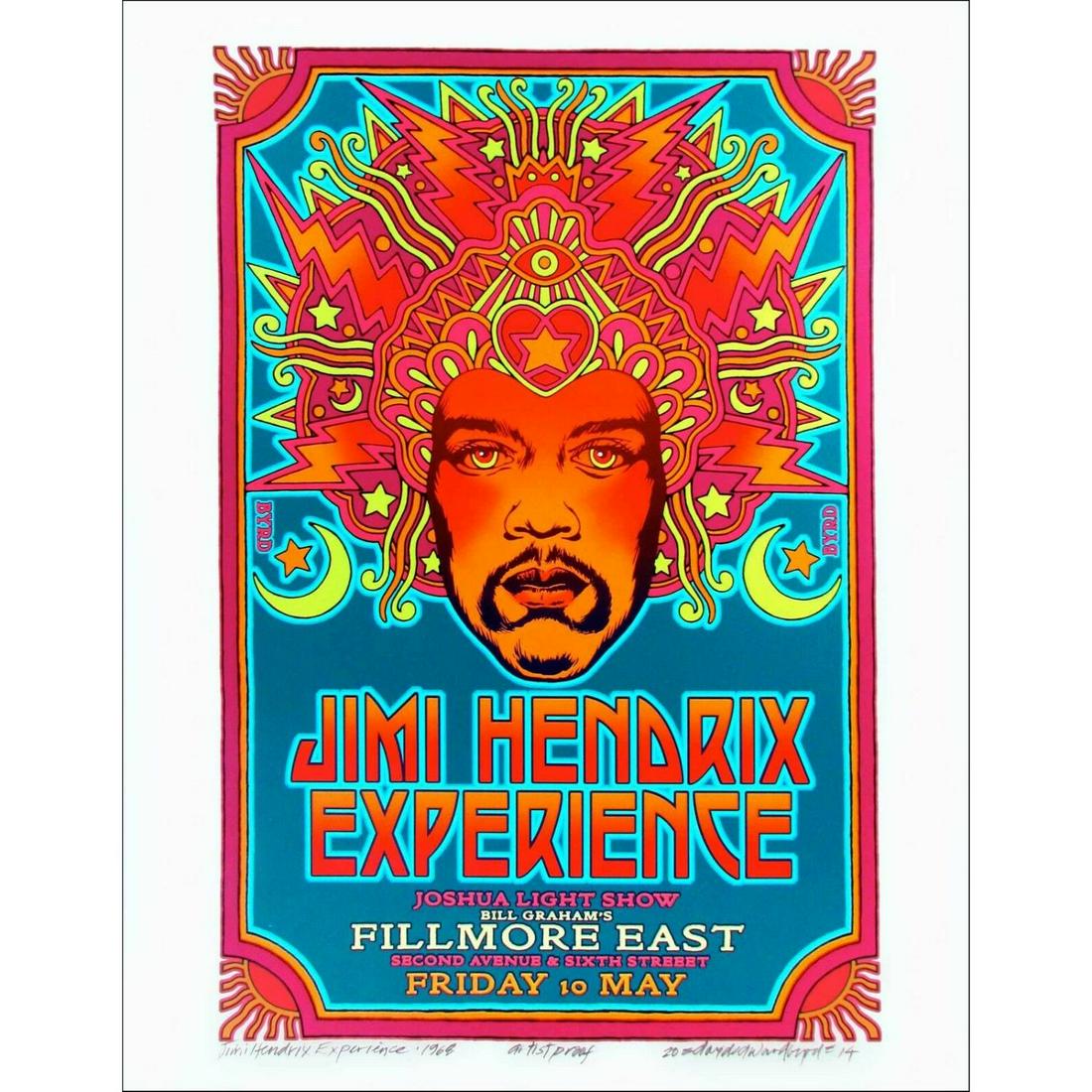 Jimi Hendrix 1968 Fillmore Poster Orig Alternate Design New AE (Signed David Byrd) (1 of 1)