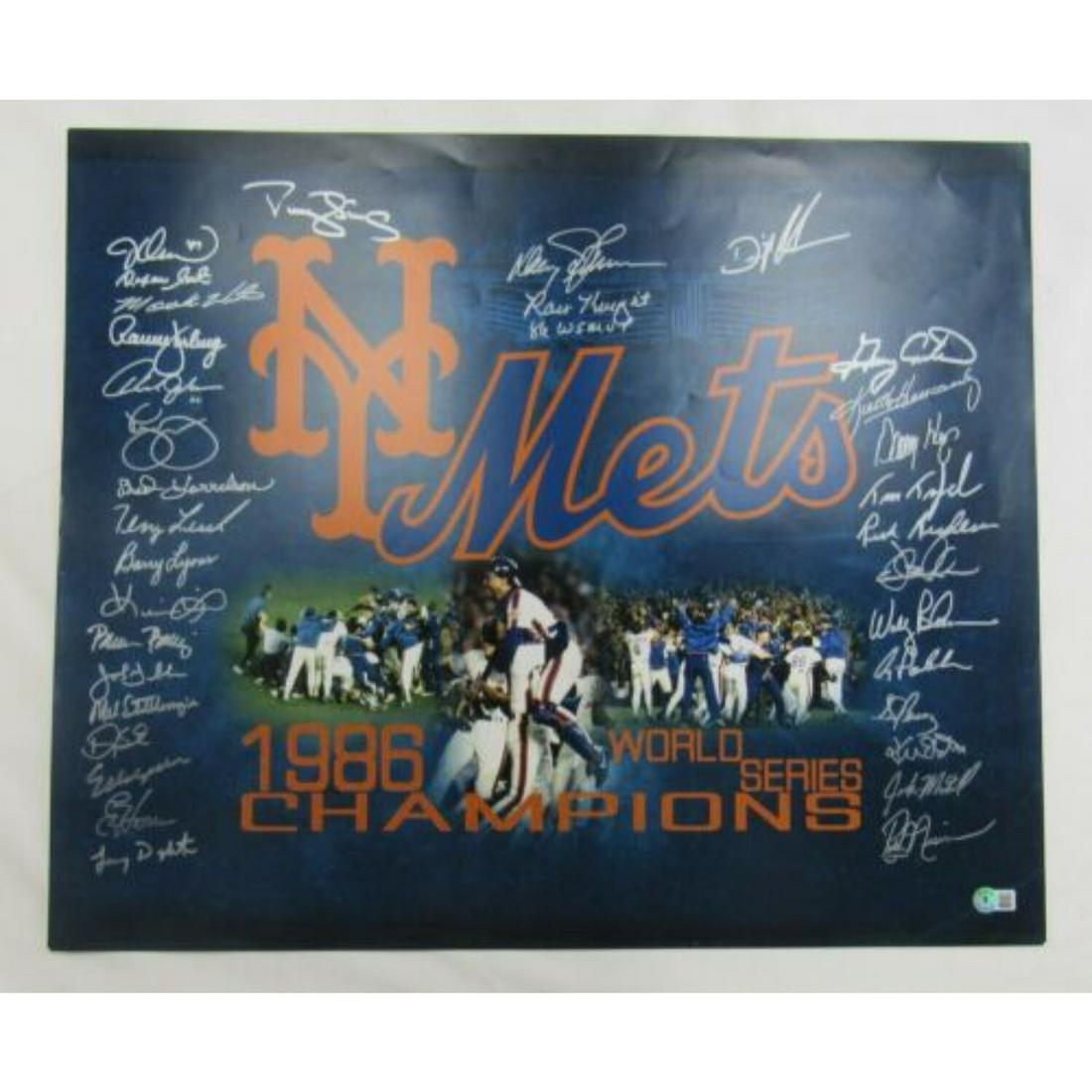 1986 Mets Team Signed 20x24 Photo Gary Carter Darryl Strawberry Dwight Gooden +3 (1 of 1)
