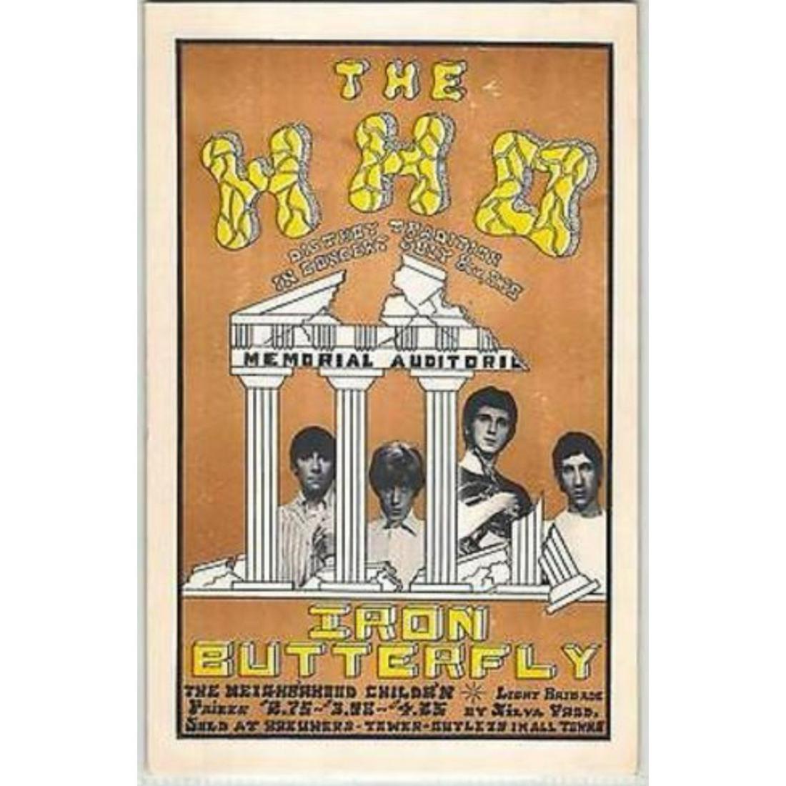 1968 The Who Iron Butterfly Original Handbill Memorial Auditorium Sacramento (5.5 x 8.5) (1 of 1)