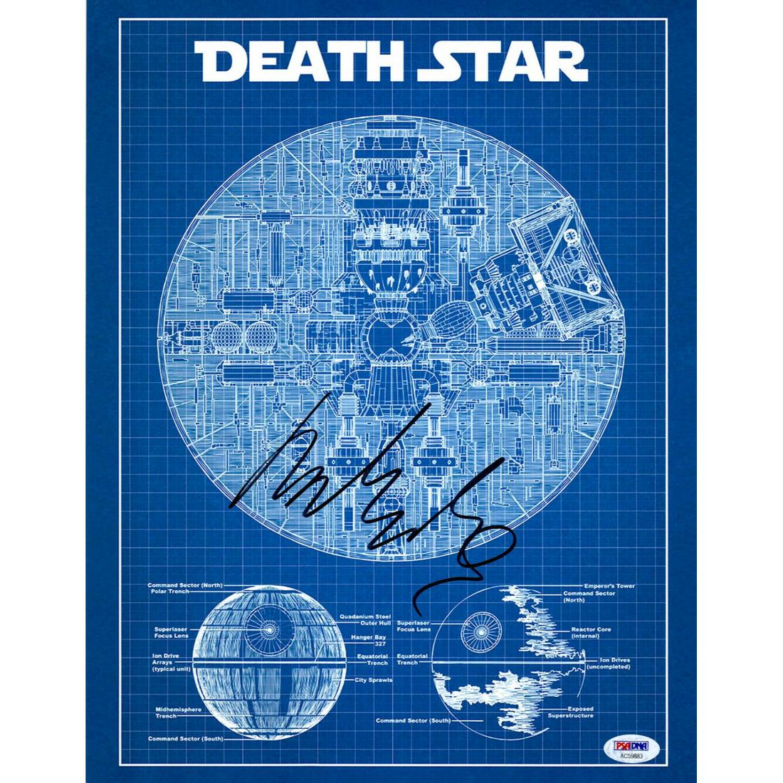 Mads Mikkelsen Signed 11x14 Star Wars Rogue One Death Star Blueprint (PSA COA) (1 of 1)