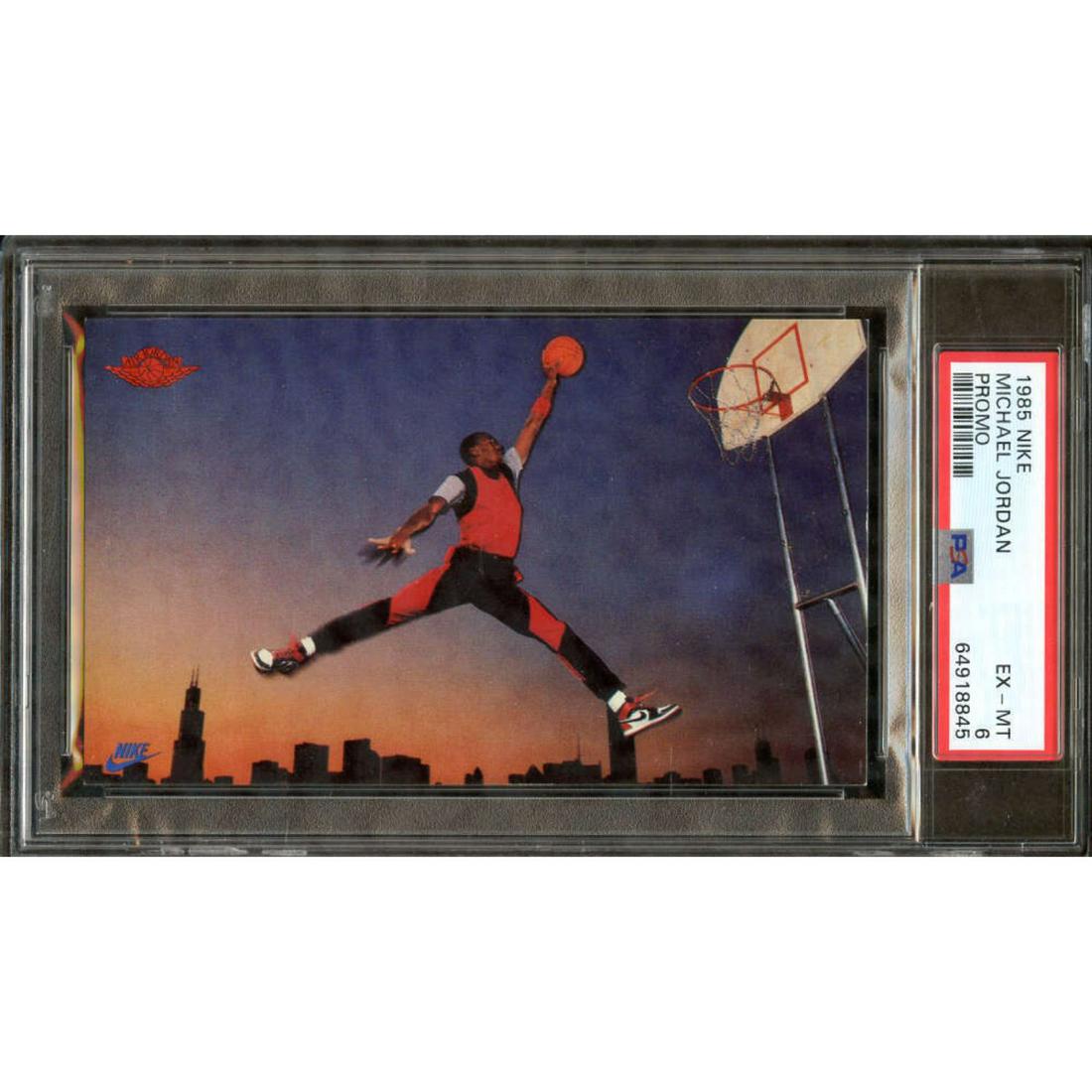 1985 Nike Basketball Michael Jordan Promo Card PSA 6: 1985 Nike Basketball Michael Jordan Promo Card PSA 6