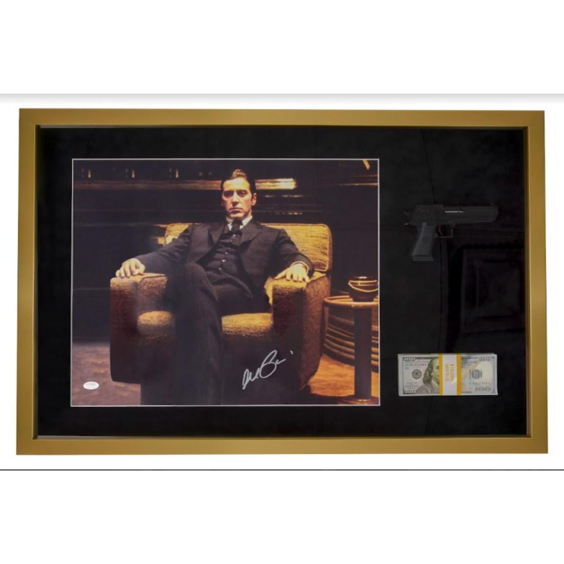 Al Pacino Signed Photo Framed w/Replica Props (JSA): Al Pacino Signed Photo Framed w/Replica Props (JSA)