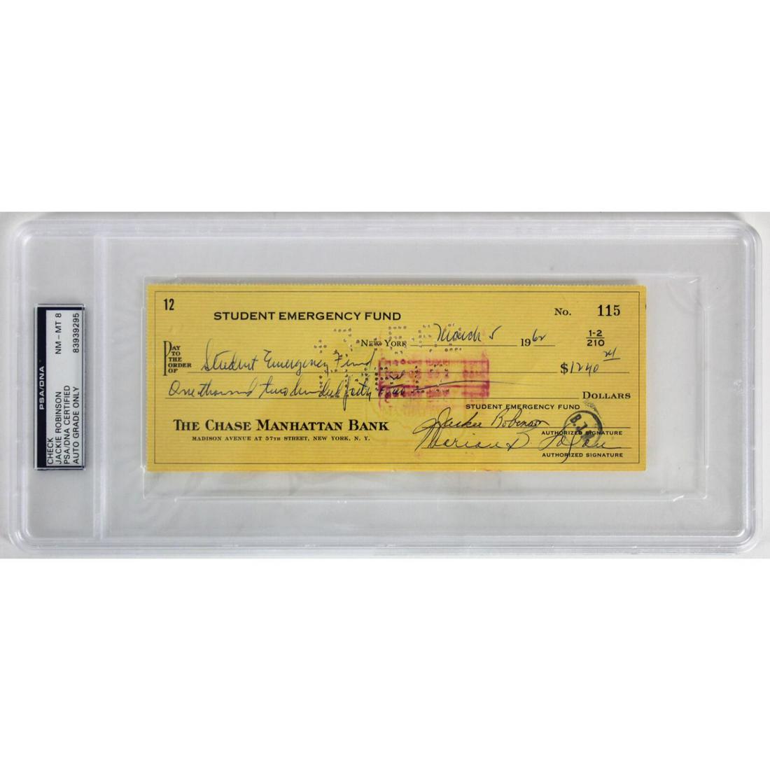 Jackie Robinson Signed 1962 Check (PSA 8 Auto) (1 of 1)