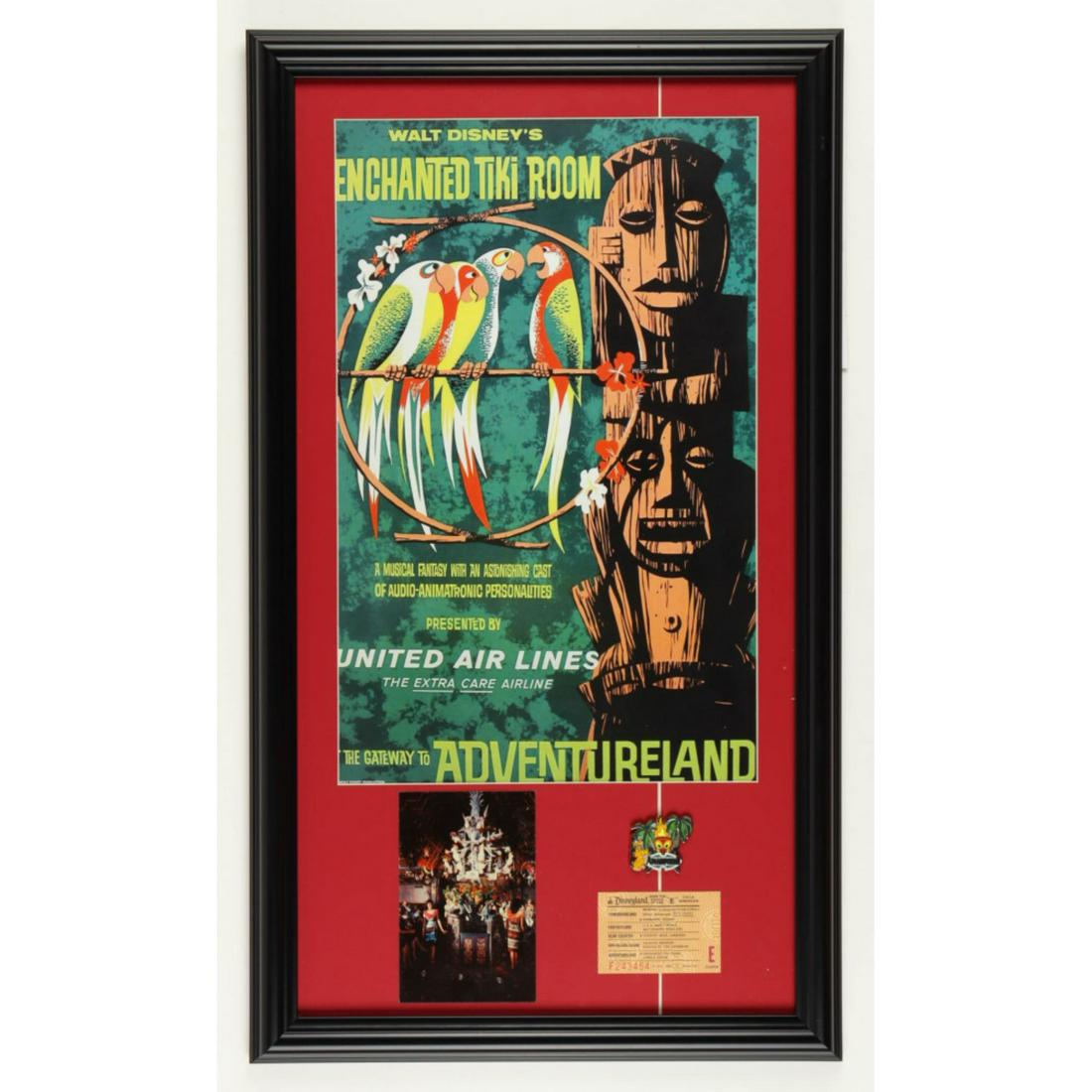 Walt Disney's "Enchanted Tiki Room" 15x26 Custom Framed Print Display with Vintage "E" Disneyland (1 of 1)