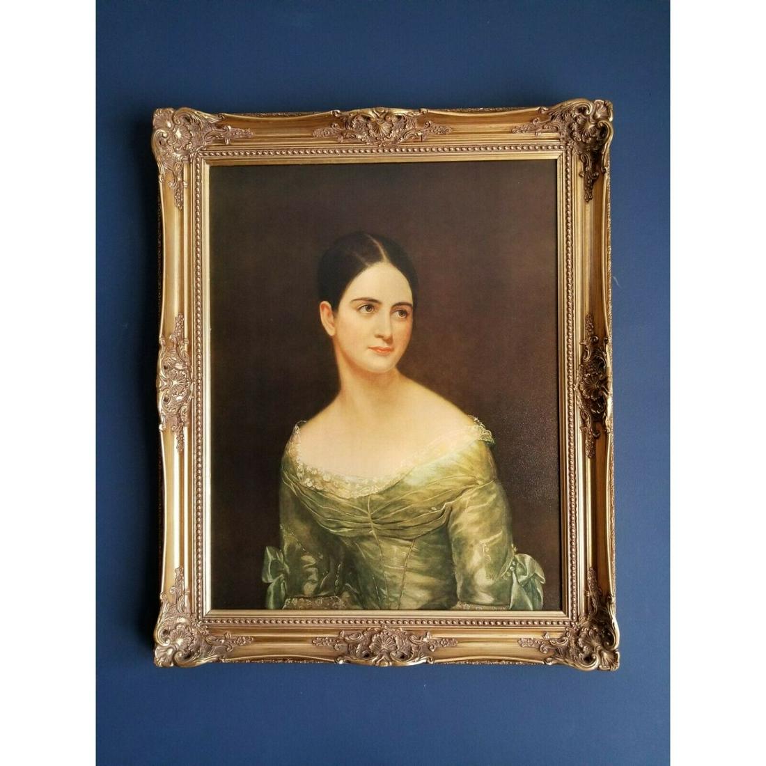 VTG Miss Pearce Portrait Thomas Sully Oil Print on Canvas Gilded Frame (34") (1 of 1)