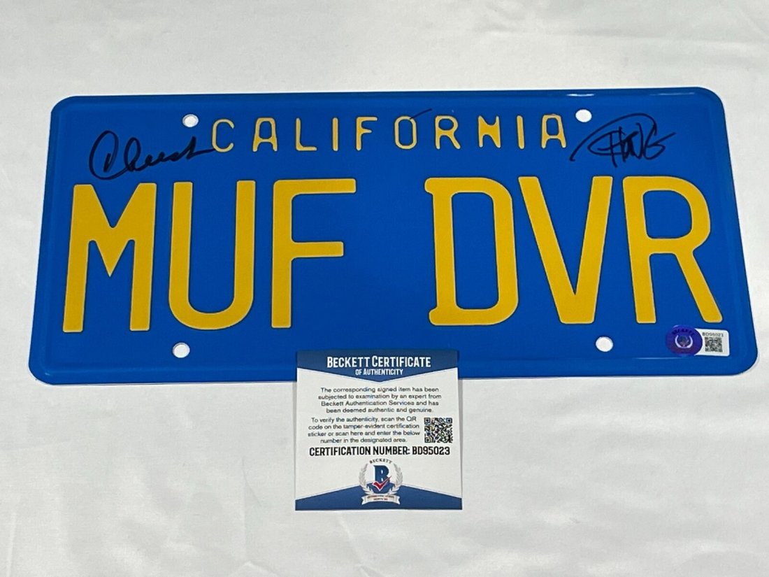 Cheech Marin & Tommy Chong Signed "Up in Smoke" License Plate (Beckett COA): Cheech Marin & Tommy Chong Signed "Up in Smoke" License Plate (Beckett COA)