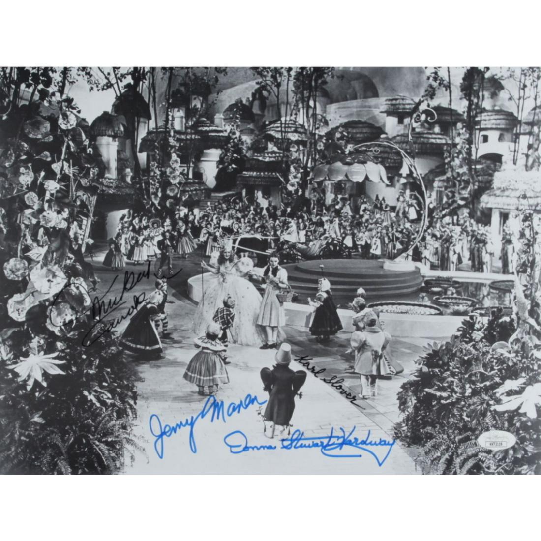 "The Wizard of Oz" 11x14 Photo Cast-Signed by (4) with Mickey Carroll, Jerry Maren, Karl Slover & (1 of 1)