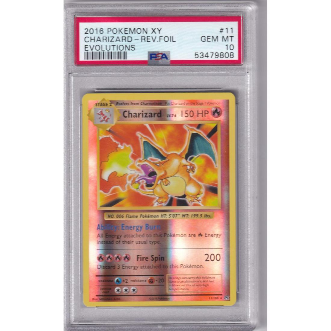 2016 Pokemon XY Evolutions Charizard Reverse Foil #11 PSA 10: 2016 Pokemon XY Evolutions Charizard Reverse Foil #11 PSA 10