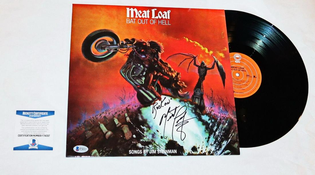 Meatloaf Signed Bat Out Of Hell LP Vinyl Record Album (BAS COA): Meatloaf Signed Bat Out Of Hell LP Vinyl Record Album (BAS COA)