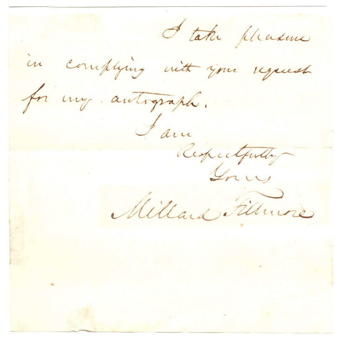President Millard Fillmore Signed Note (JSA LOA) (1 of 2)