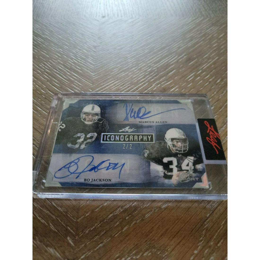 2021 LEAF OF ART OF SPORT BO JACKSON & MARCUS ALLEN DUAL AUTO #'D /2 Raiders (1 of 2)