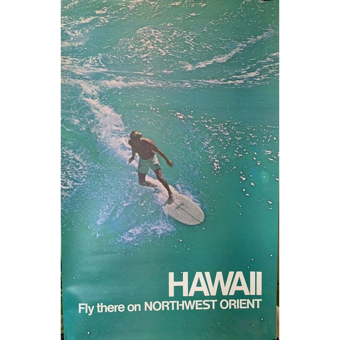 1970 Original Vintage HAWAII Travel Poster Northwest Orient 25x40: 1970 Original Vintage HAWAII Travel Poster Northwest Orient 25x40