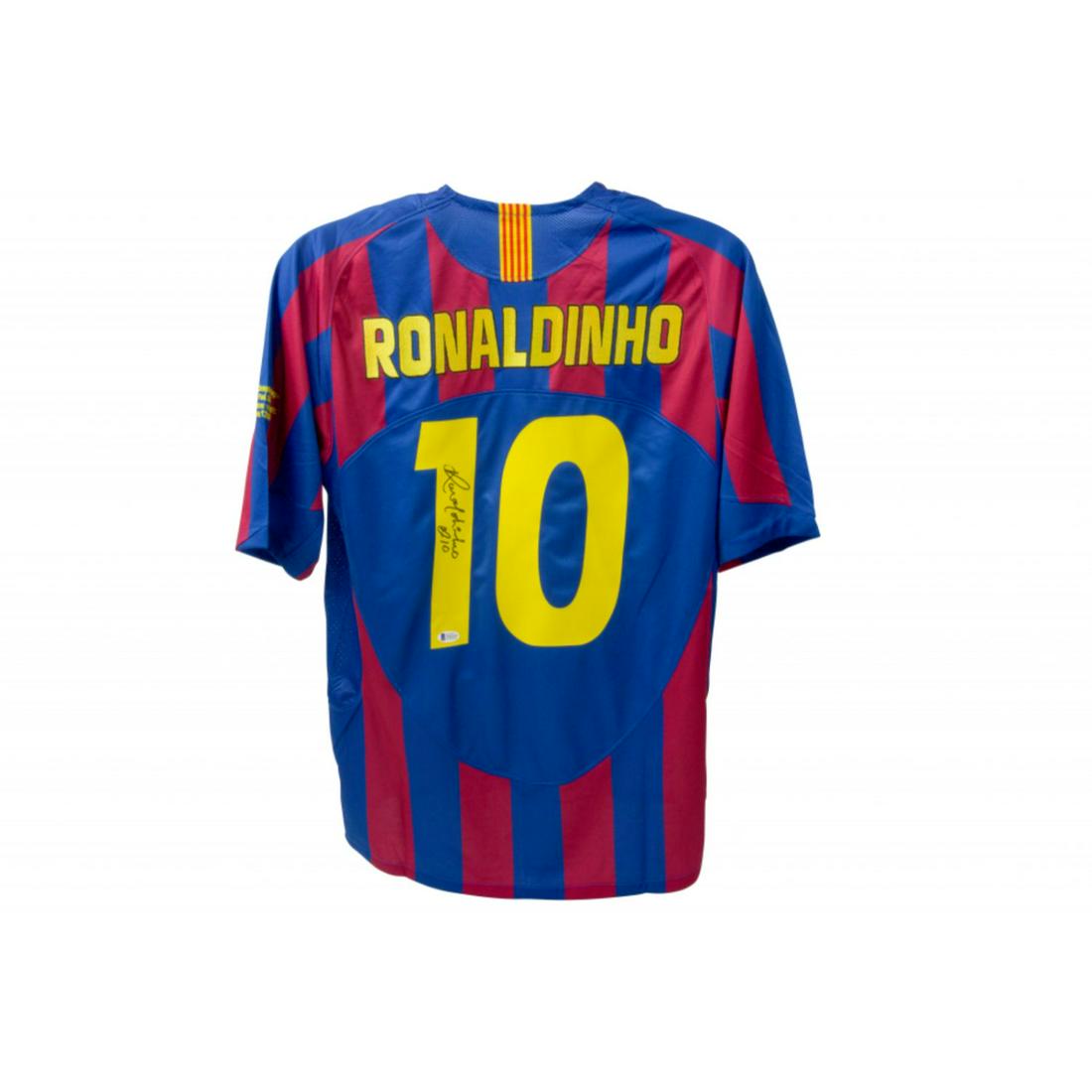 Ronaldinho Signed Barcelona Home Jersey (Beckett COA): Ronaldinho Signed Barcelona Home Jersey (Beckett COA)