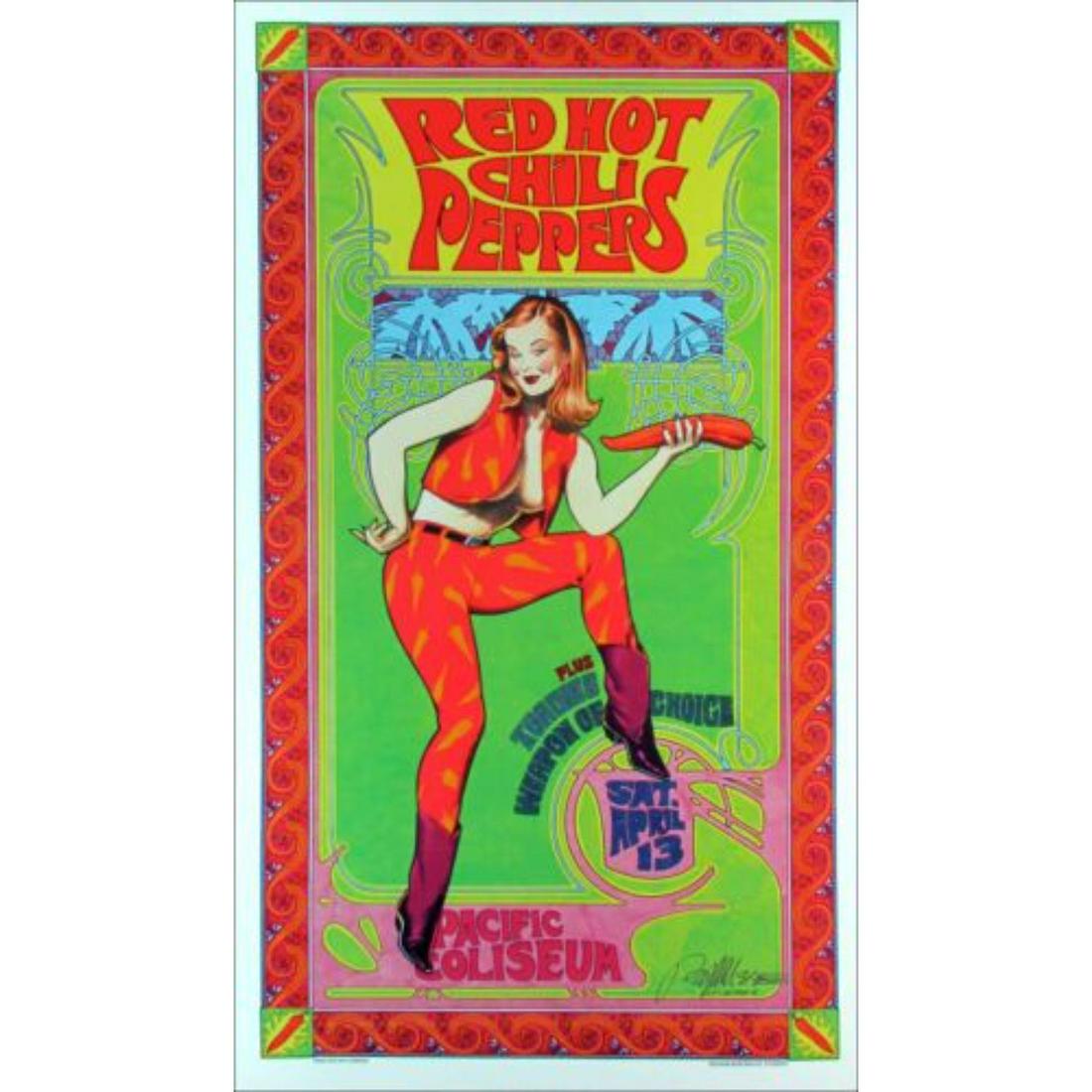 Red Hot Chili Peppers Poster Pacific Coliseum 1996 Litho Hand-Signed Bob Masse: Red Hot Chili Peppers Poster Pacific Coliseum 1996 Litho Hand-Signed Bob Masse