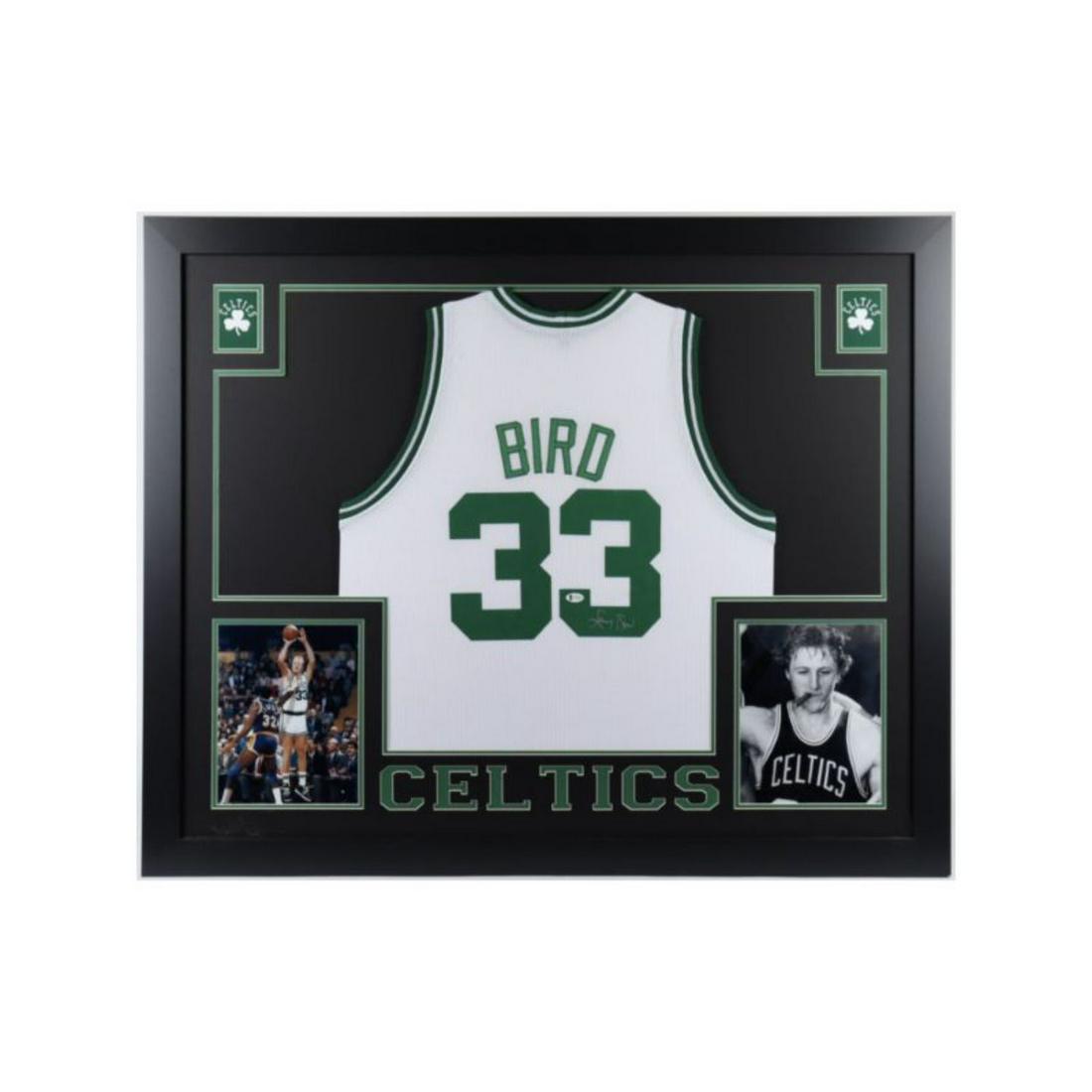 Larry Bird Signed 35x43 Custom Framed Jersey (Beckett COA) (1 of 1)