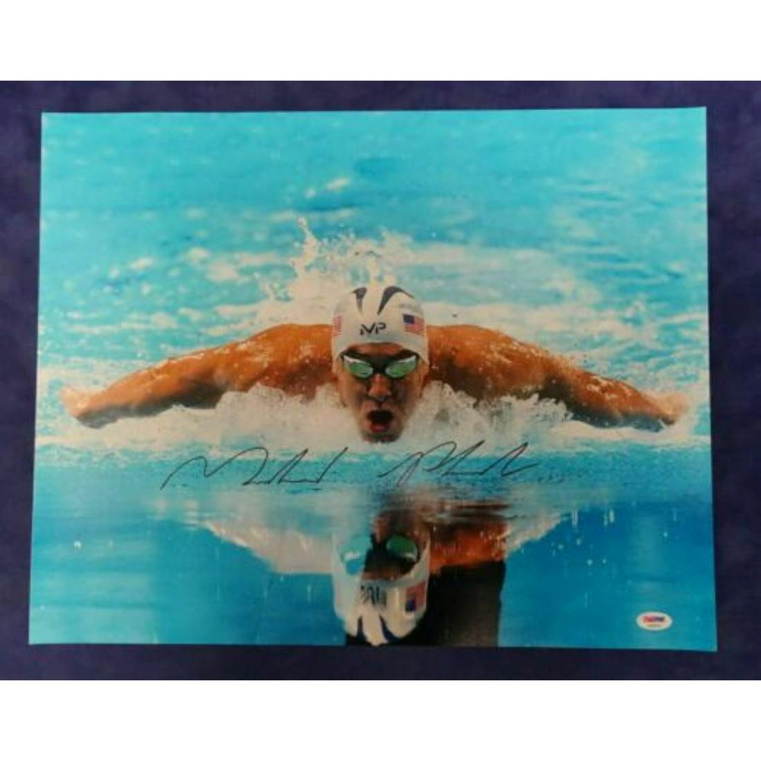 MICHAEL PHELPS AUTOGRAPH 16X20 PHOTO SWIMMING PSA/DNA AUTHENTIC (1 of 1)