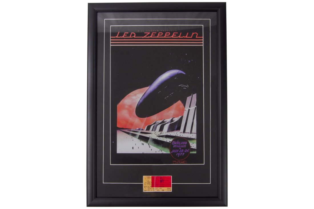 Led Zeppelin 1977 Oakland Concert Poster & Original Ticket Set Framed (1 of 1)