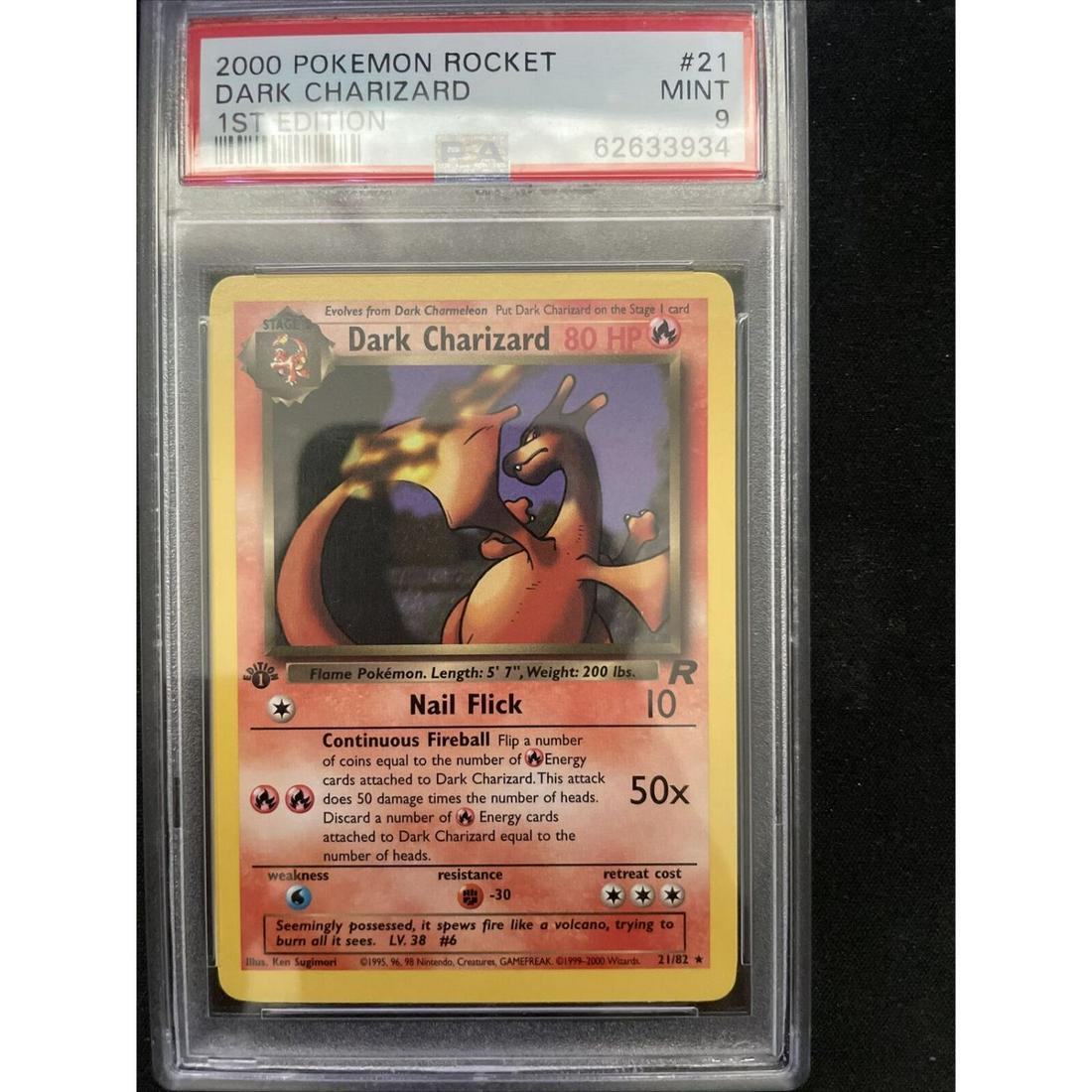 Dark Charizard 1st Edition Team Rocket Non-Holo Rare 21/82 PSA 9 (1 of 1)