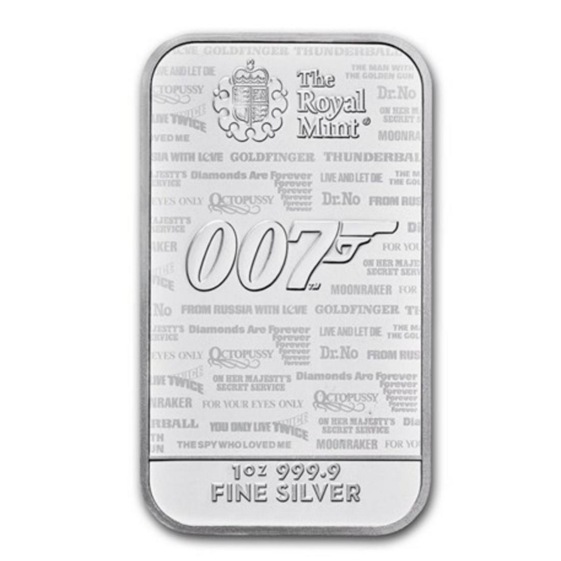 2020 ROYAL MINT Rare British 1 OZ 9999 SILVER BAR 007 JAMES BOND NO TIME TO DIE (1 of 1)