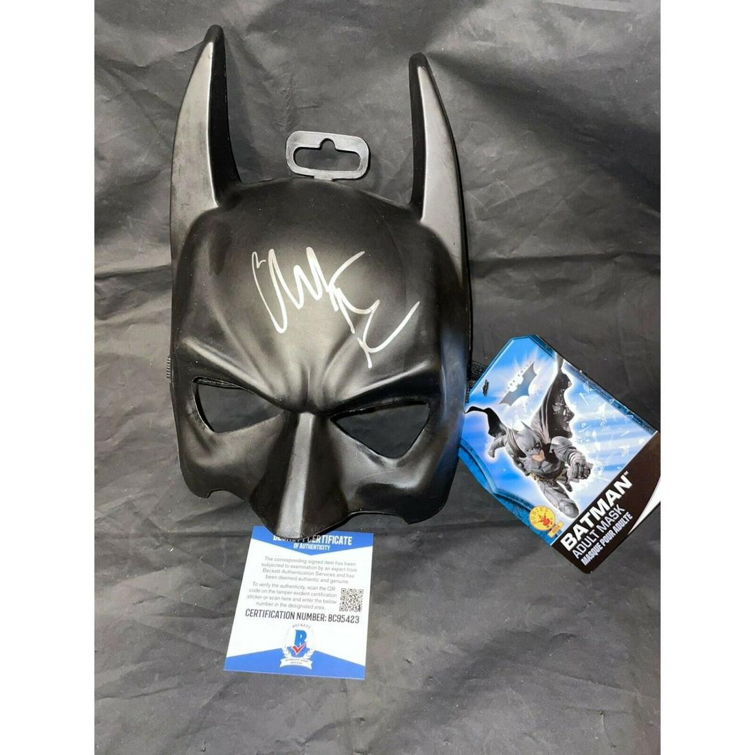 Christian Bale Signed Full Size Batman Mask Cowl (BAS COA) (1 of 1)