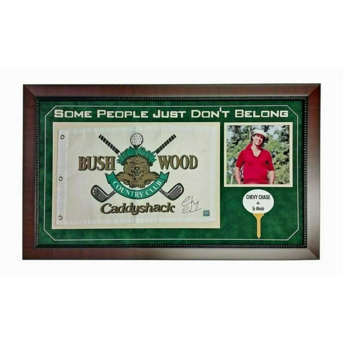 Chevy Chase Signed Caddyshack Flag Frame Collage JSA (1 of 1)