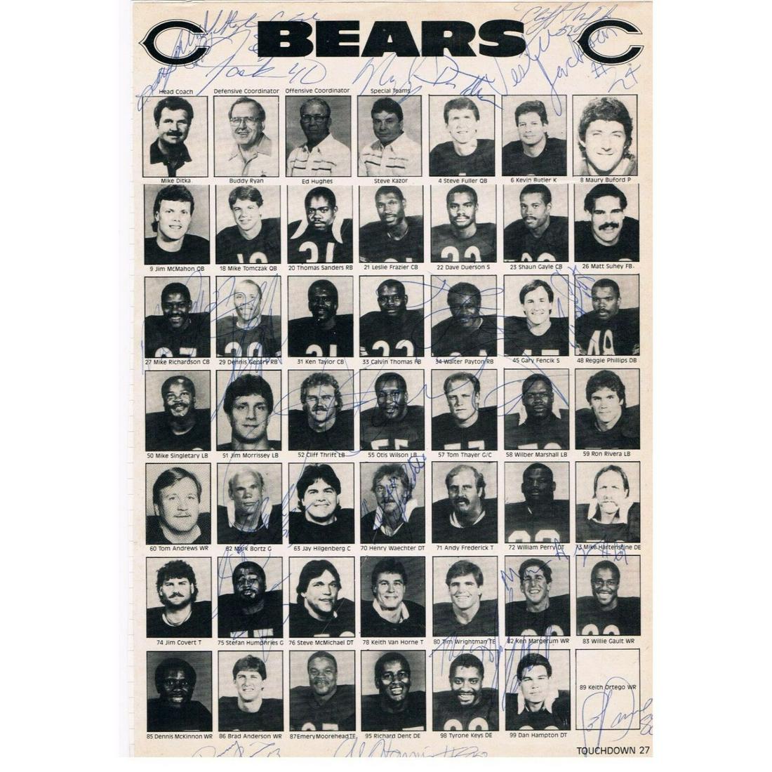 RARE Walter Payton 1985 Chicago Bears TEAM Signed Football Photo (PSA LOA) (1 of 2)