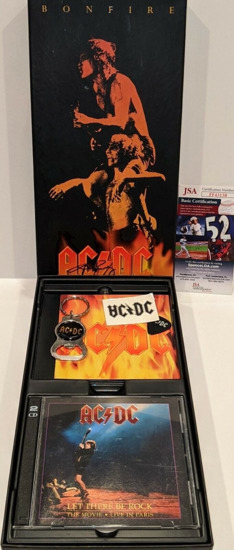 ANGUS YOUNG Signed Bonfire Boxset Cover AC/DC (JSA COA) (1 of 2)