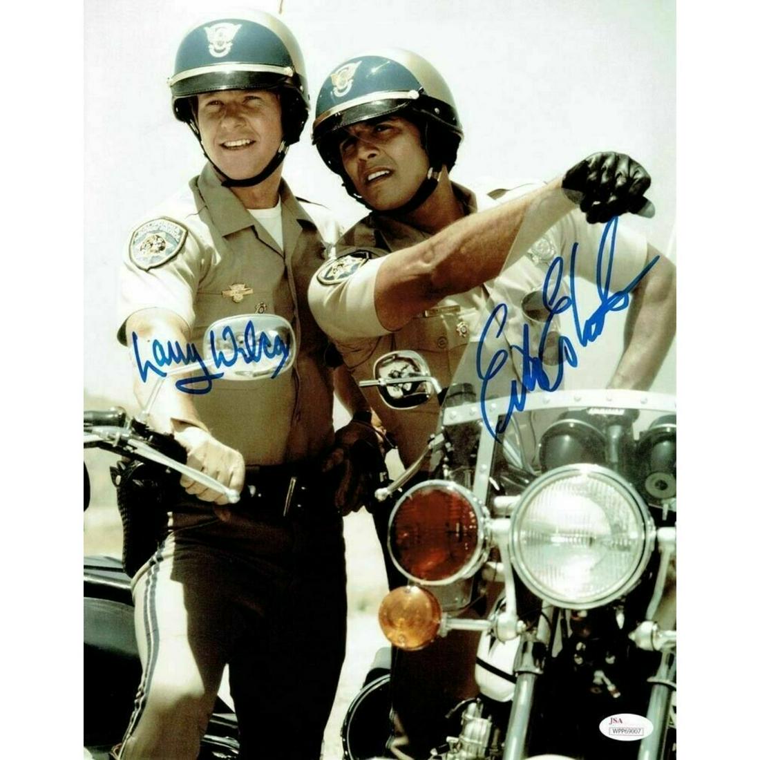 CHiPs Cast Wilcox and Estrada Autographed Signed 11x14 Photo Authentic JSA COA (1 of 1)
