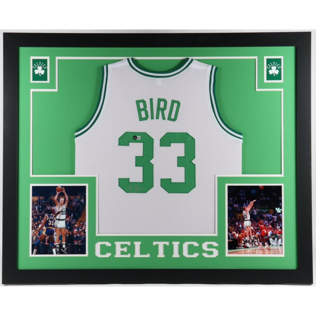 Larry Bird Signed 35x43 Custom Framed Jersey Display (Beckett) (1 of 1)