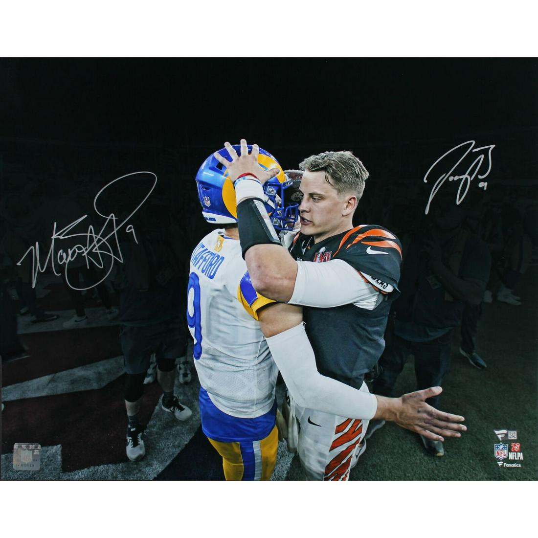Joe Burrow & Matthew Stafford Dual Signed 16x20 Super Bowl LVI Photo (Fanatics) (1 of 1)