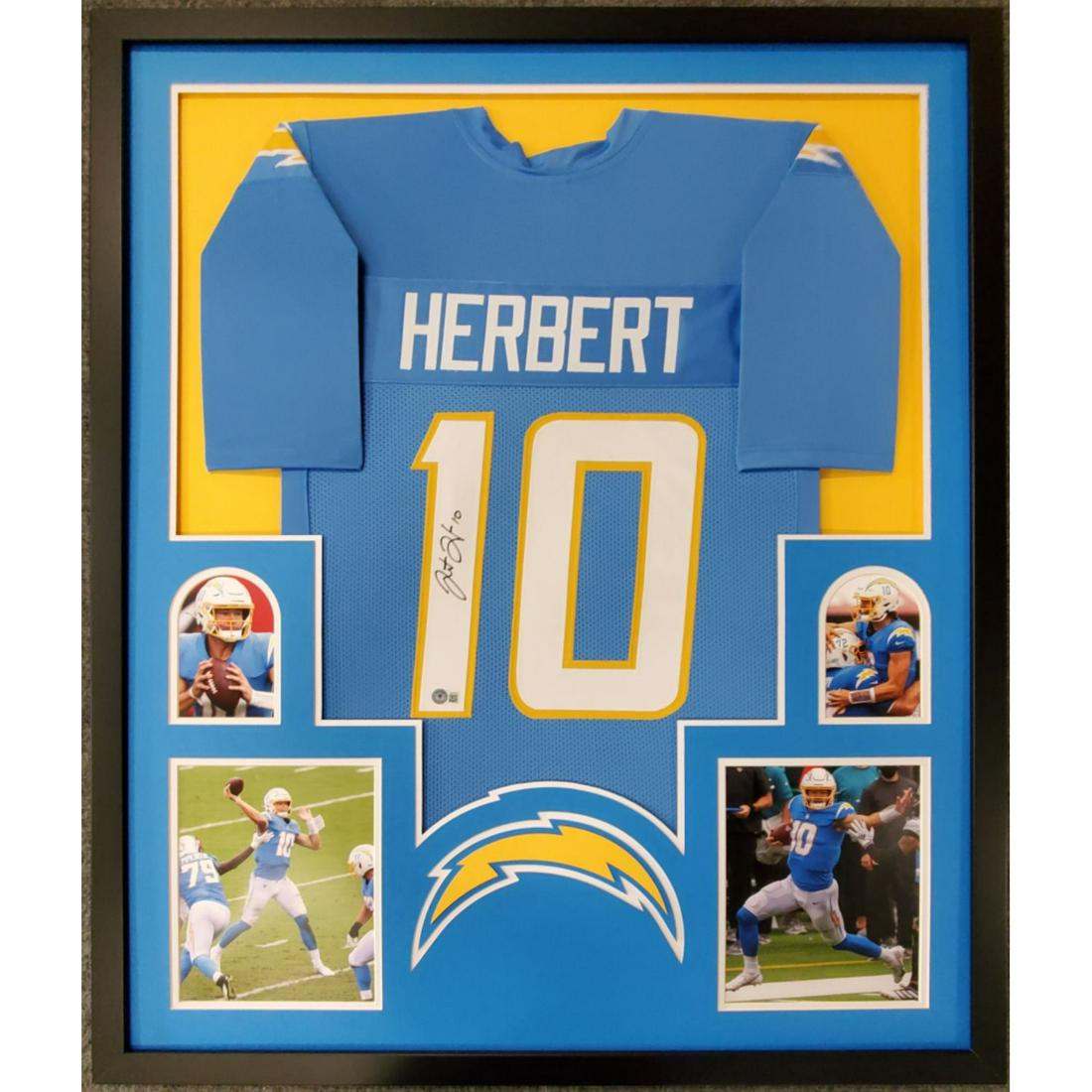 Justin Herbert Signed 34x42 Custom Framed Jersey (Beckett Hologram) (1 of 1)