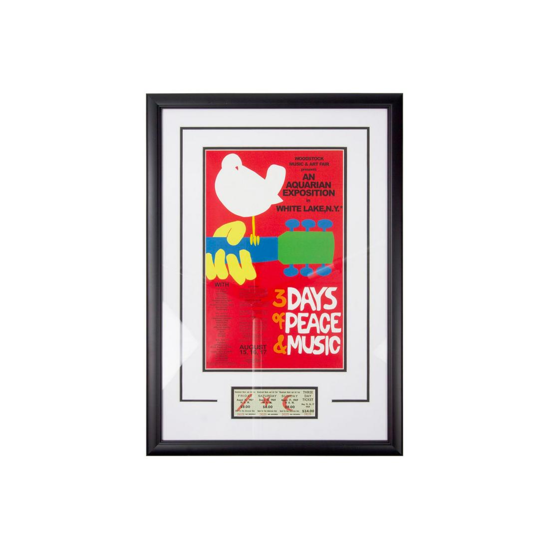 Woodstock 1969 11x17 Framed Poster Photo w/ Original Ticket (1 of 1)