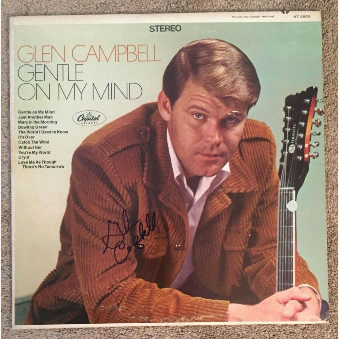GLEN CAMPBELL Signed GENTLE ON MY MIND Vinyl Record Album (PSA COA) (1 of 1)