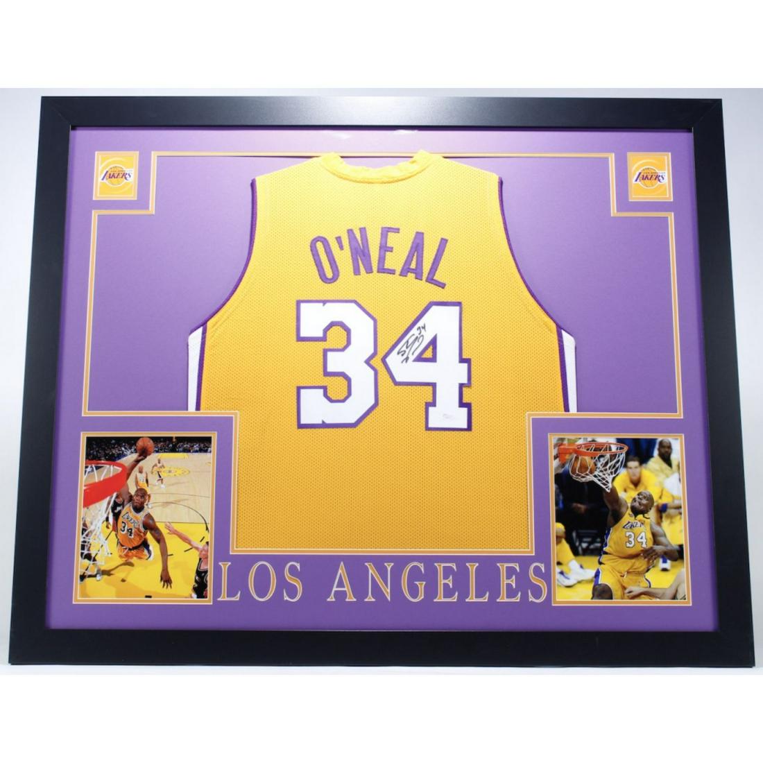 Shaquille O'Neal Signed 35x43 Custom Framed Jersey Display (JSA COA) (1 of 2)