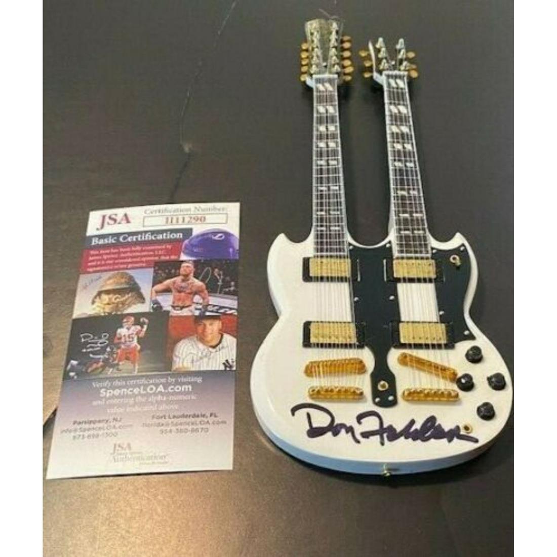 Eagles Band Signed Don Fingers Felder 10" Double Neck White Guitar (1 of 1)