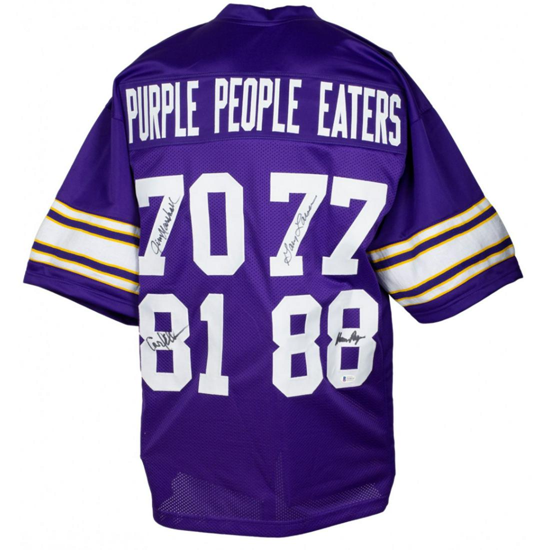 "Purple People Eaters" Jersey Signed by (4) with Alan Page, Carl Eller, Jim Marshall & Gary Larsen (1 of 1)