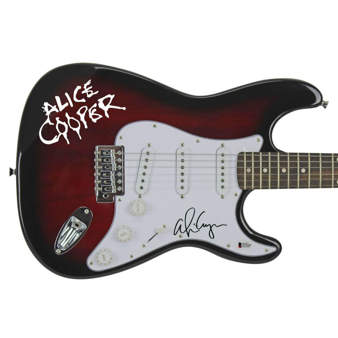 Alice Cooper Authentic Signed Red Sunburst Electric Guitar w/ Decal BAS Witness (1 of 1)